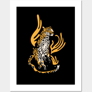 Orange and Black Leopard / Big Cat Illustration Posters and Art